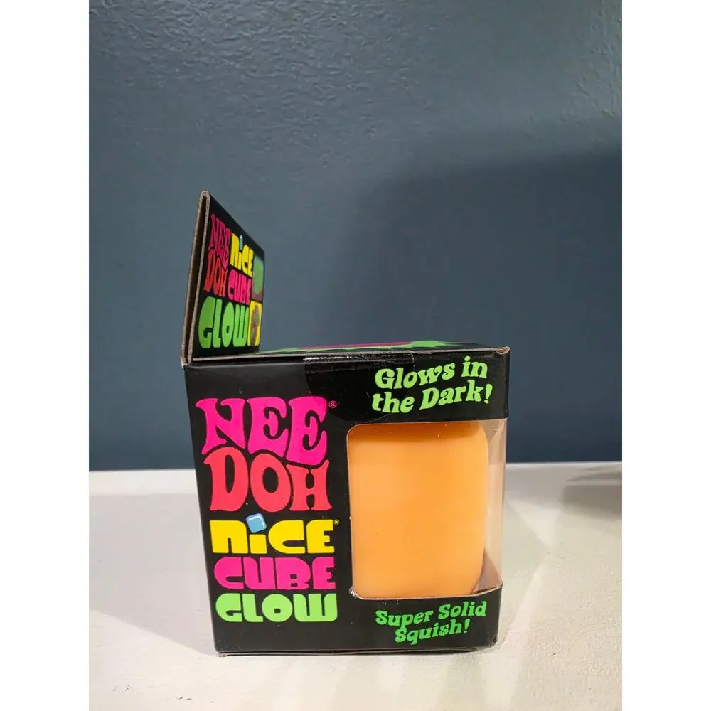 NeeDoh Nice Cube GLOW ORANGE Glow in Dark Schylling NEW IN BOX